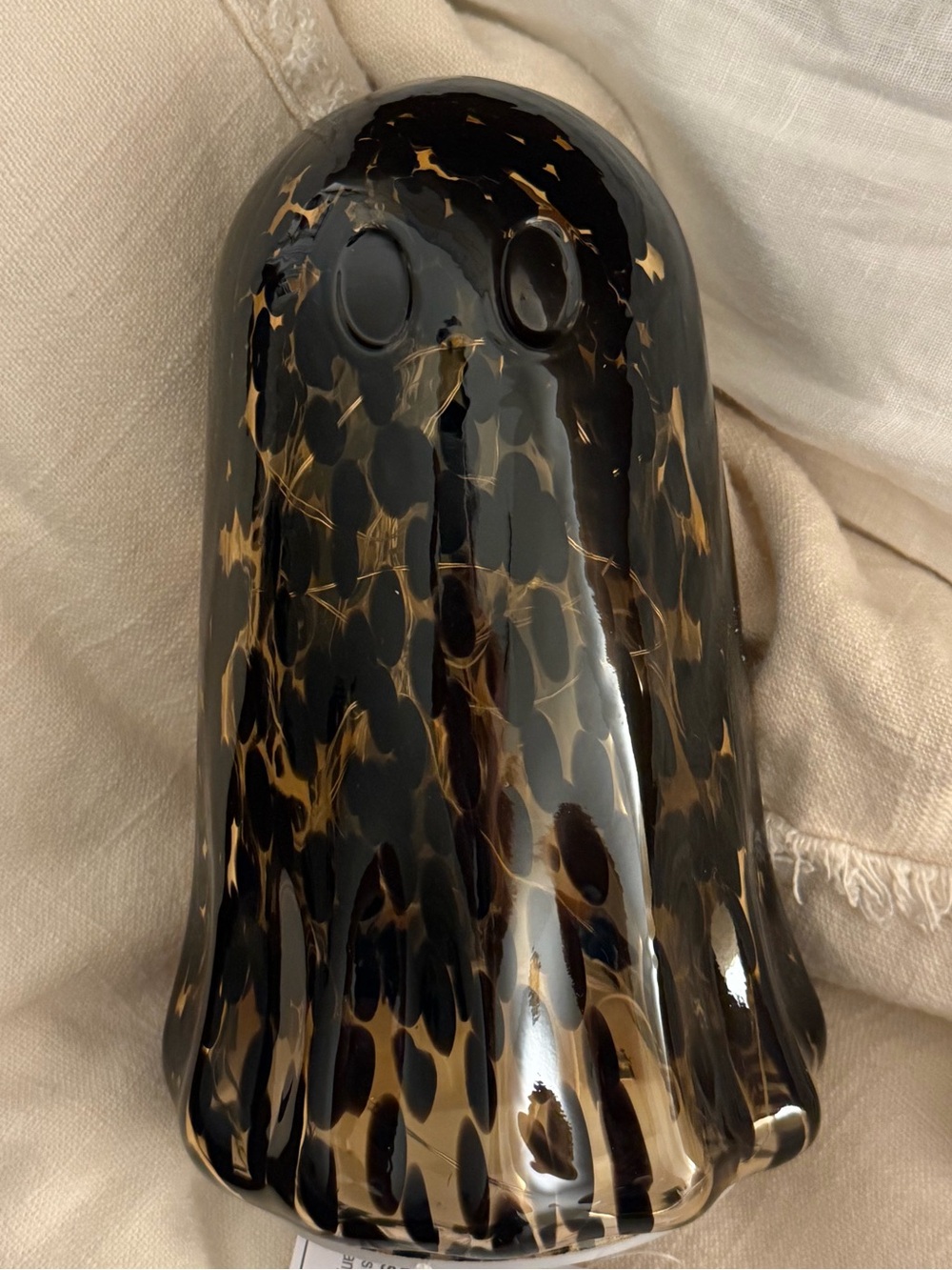 Viral Glossy tortoise Black/Brown Glass LED Light Up Ghost Figurine